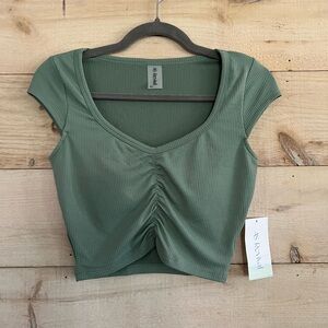 NEW! AS Revival Ribbed Crop Top. Cinched Center Seam and Built in Padded Bra.